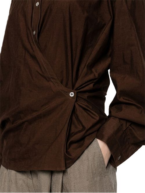Straight collar twisted shirt Lemaire | SH1141 LF1500BR477 TRUFFLE